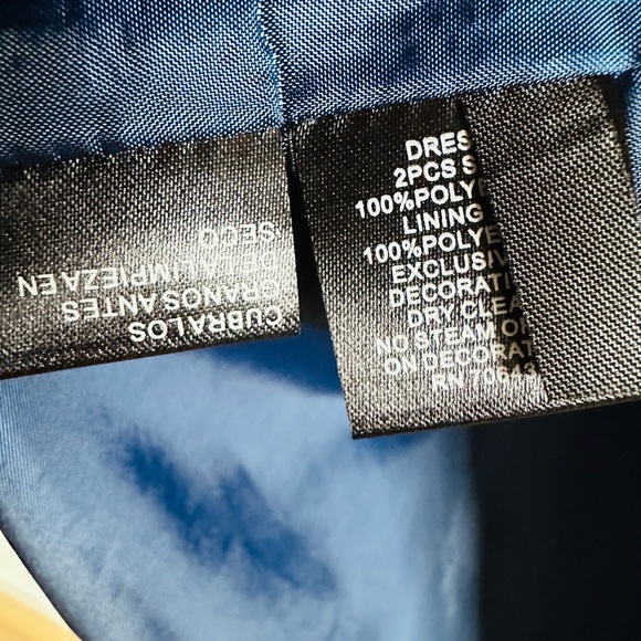 Jessica Howard 2 Pcs Navy Blue Taffeta rhinestones Long Sleeve Long Dress Siz 4 - Picture 8 of 14